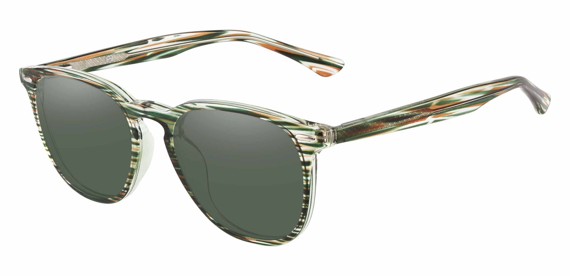 Sycamore Oval Progressive Sunglasses - Green Frame With Green Lenses