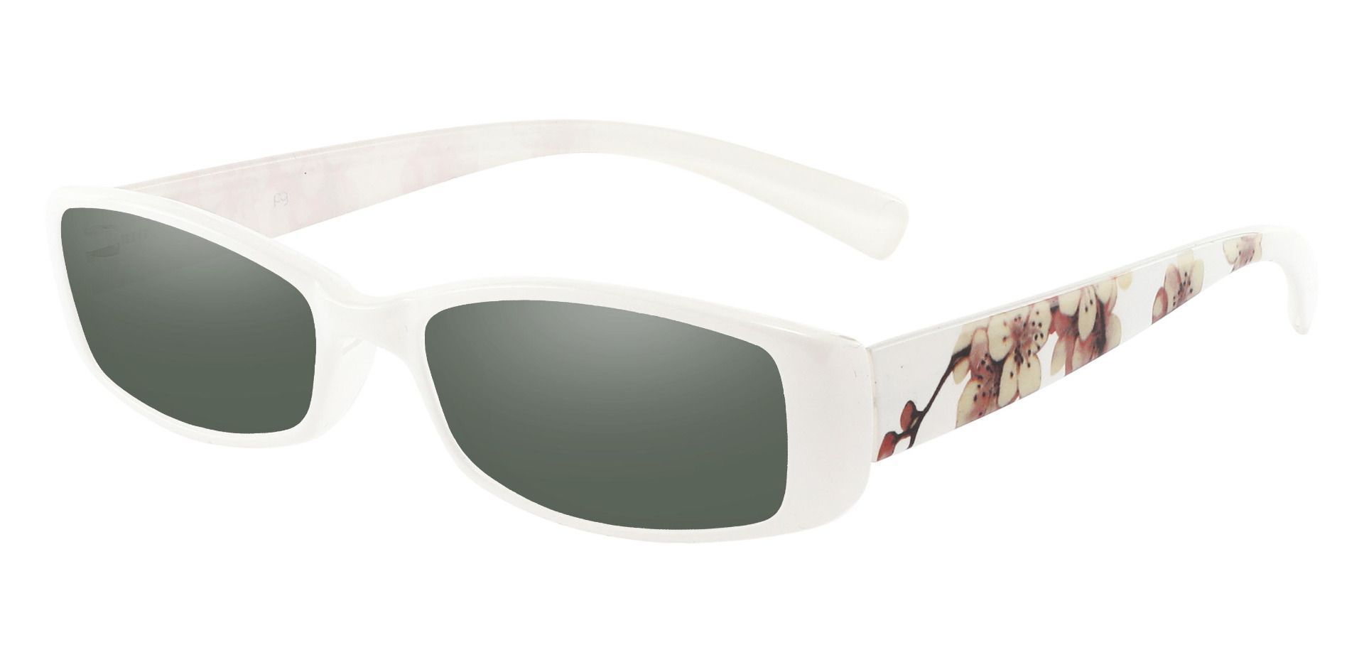 Medora Rectangle Non-Rx Sunglasses - White Frame With Green Lenses