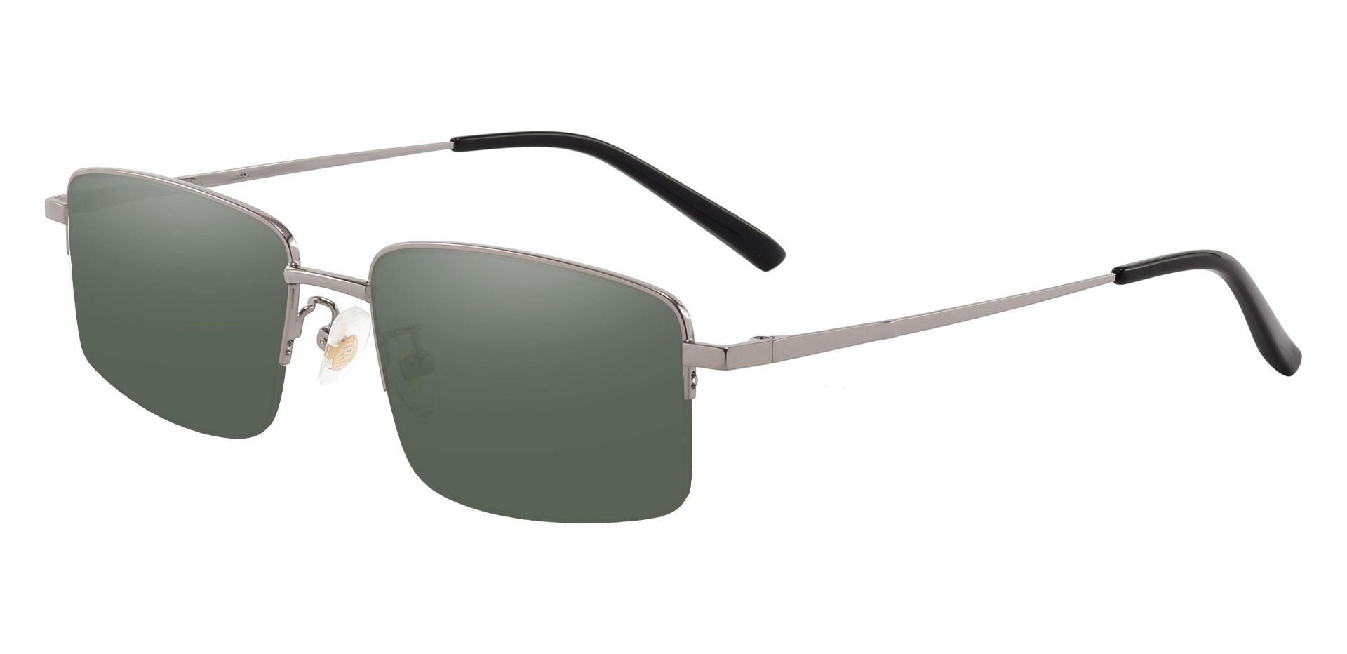 Wayne Rectangle Non-Rx Sunglasses - Gray Frame With Green Lenses
