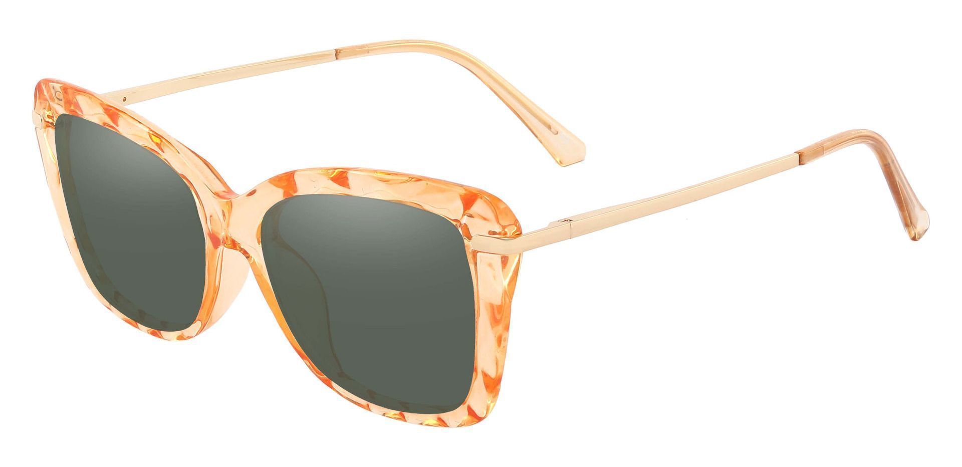 Shoshanna Rectangle Non-Rx Sunglasses - Brown Frame With Green Lenses