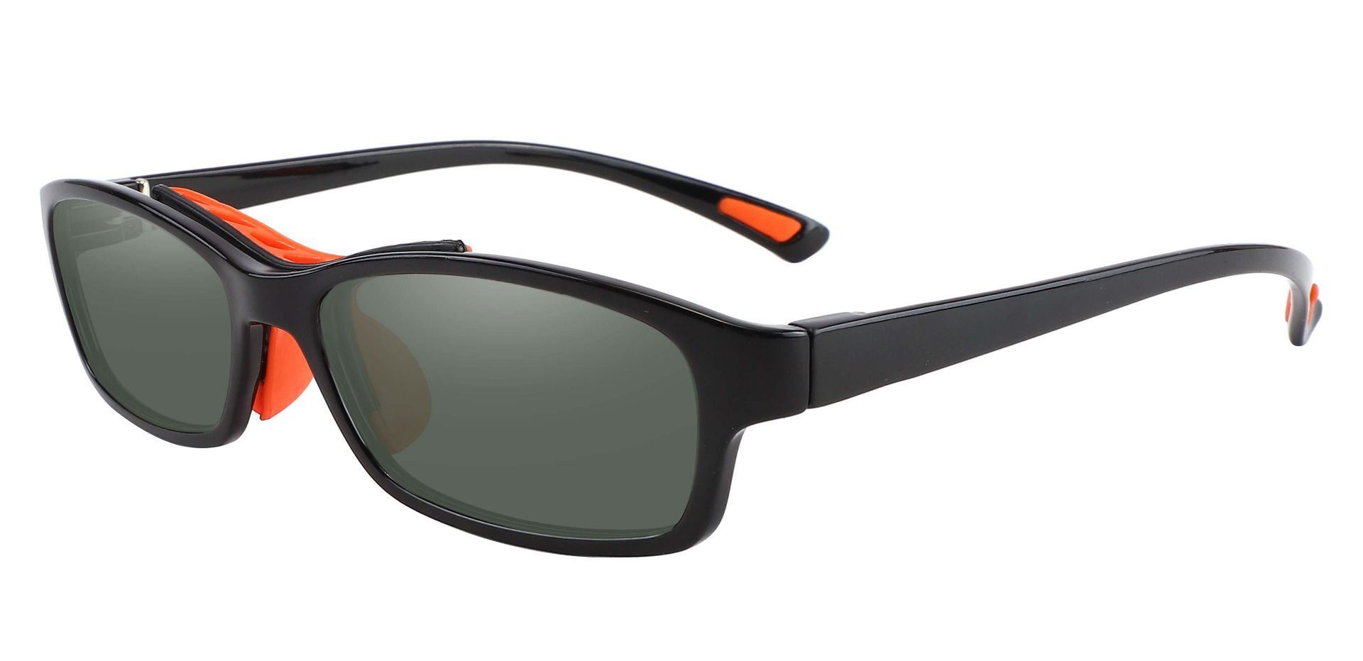 Glynn Rectangle Non-Rx Sunglasses - Black Frame With Green Lenses