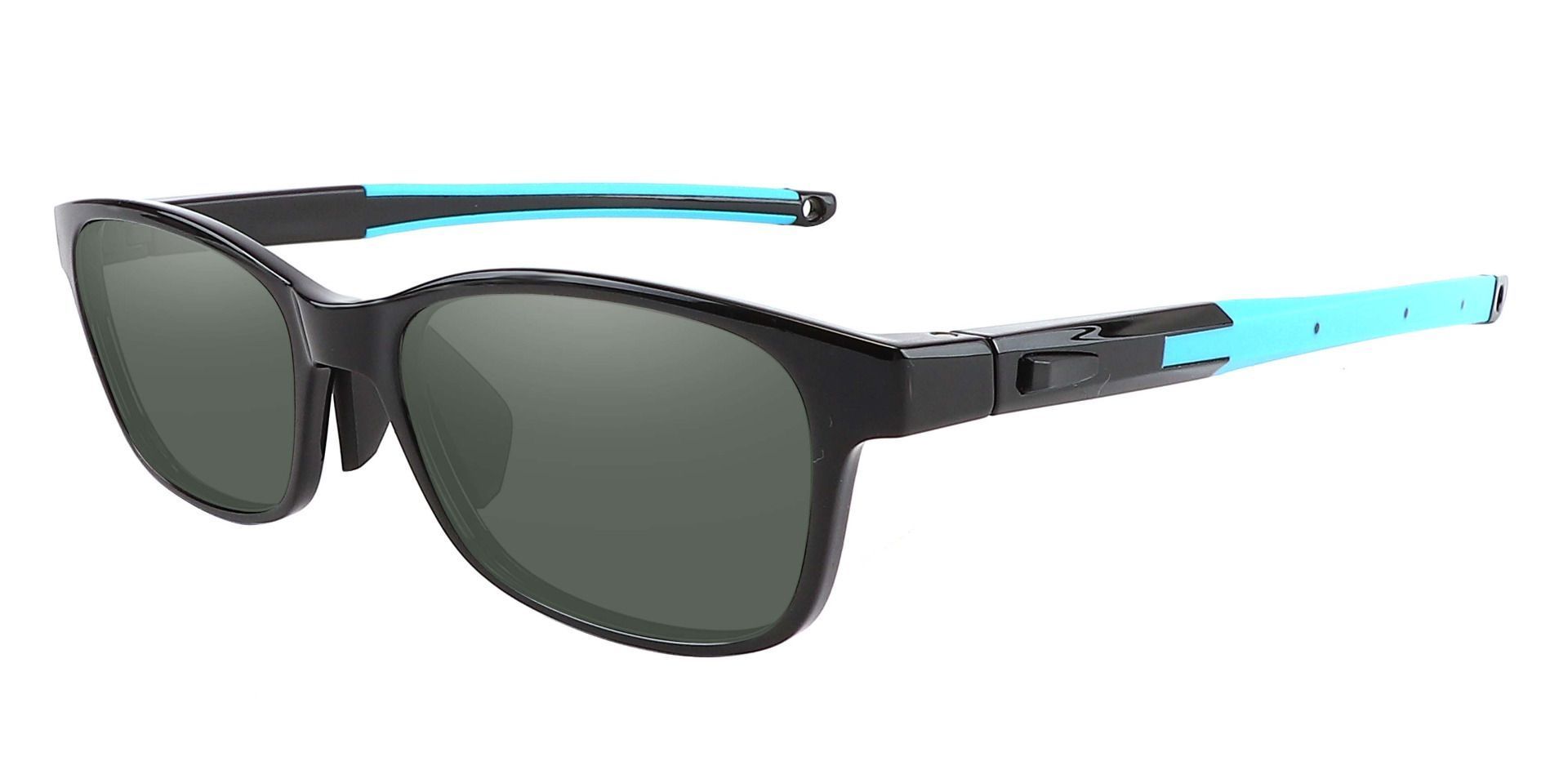 Higgins Rectangle Lined Bifocal Sunglasses - Black Frame With Green Lenses
