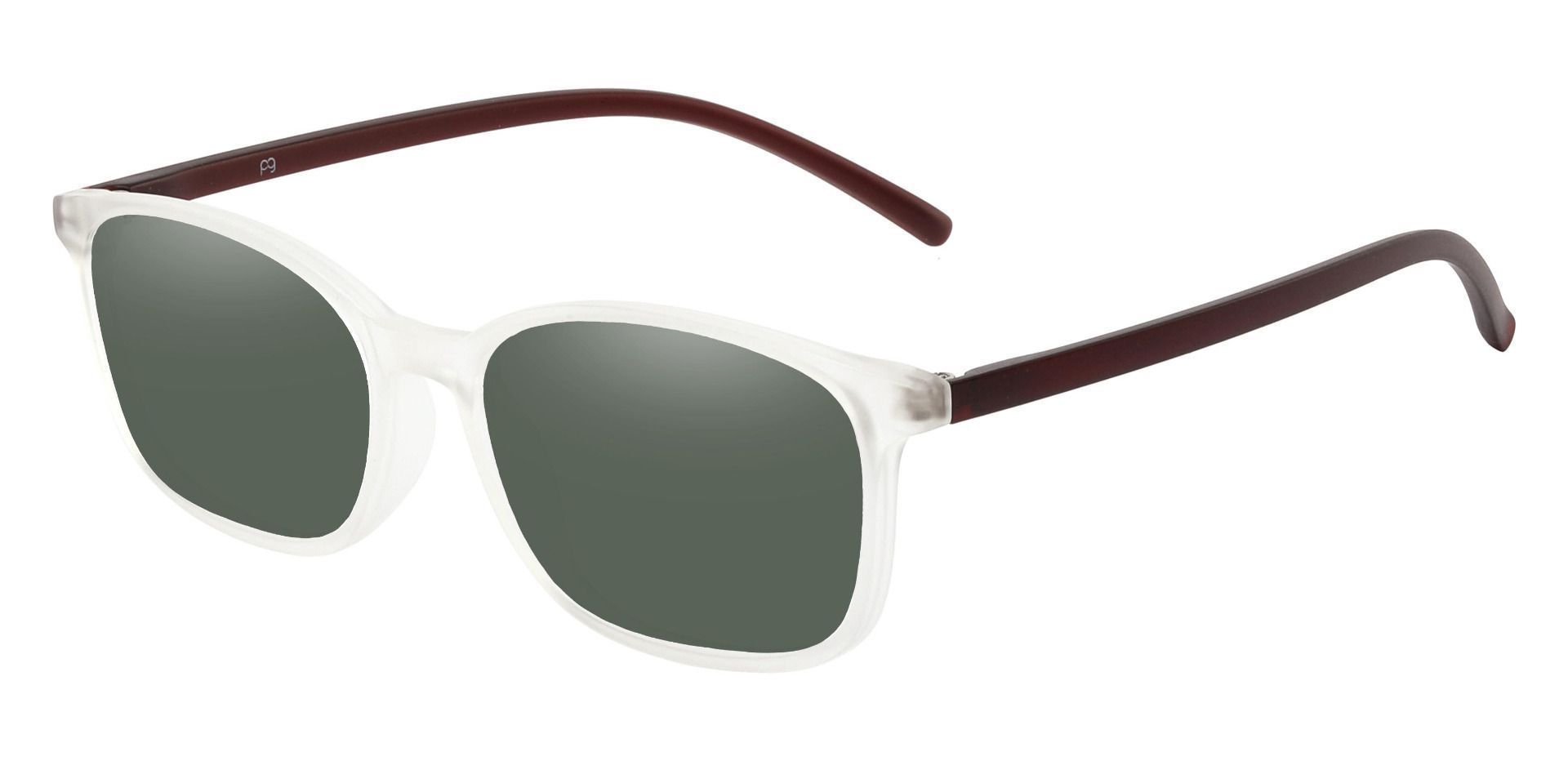 Onyx Square Prescription Sunglasses - Clear Frame With Green Lenses