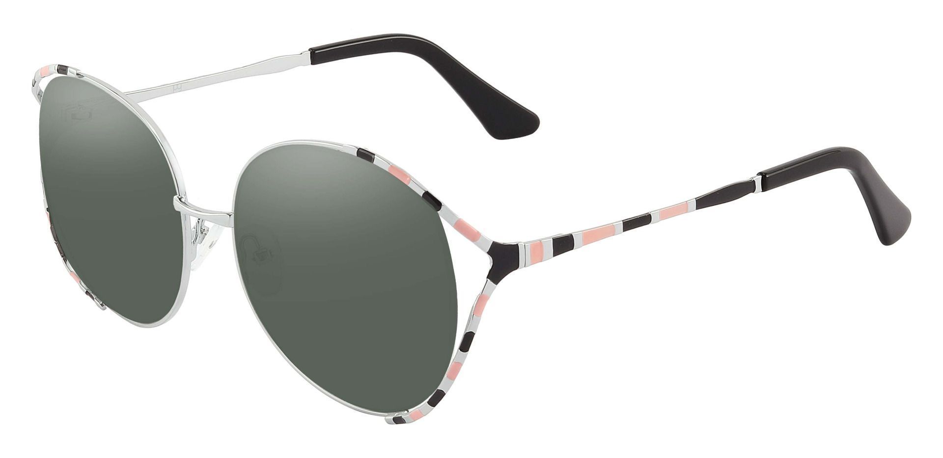 Dorothy Oval Non-Rx Sunglasses - Black Frame With Green Lenses