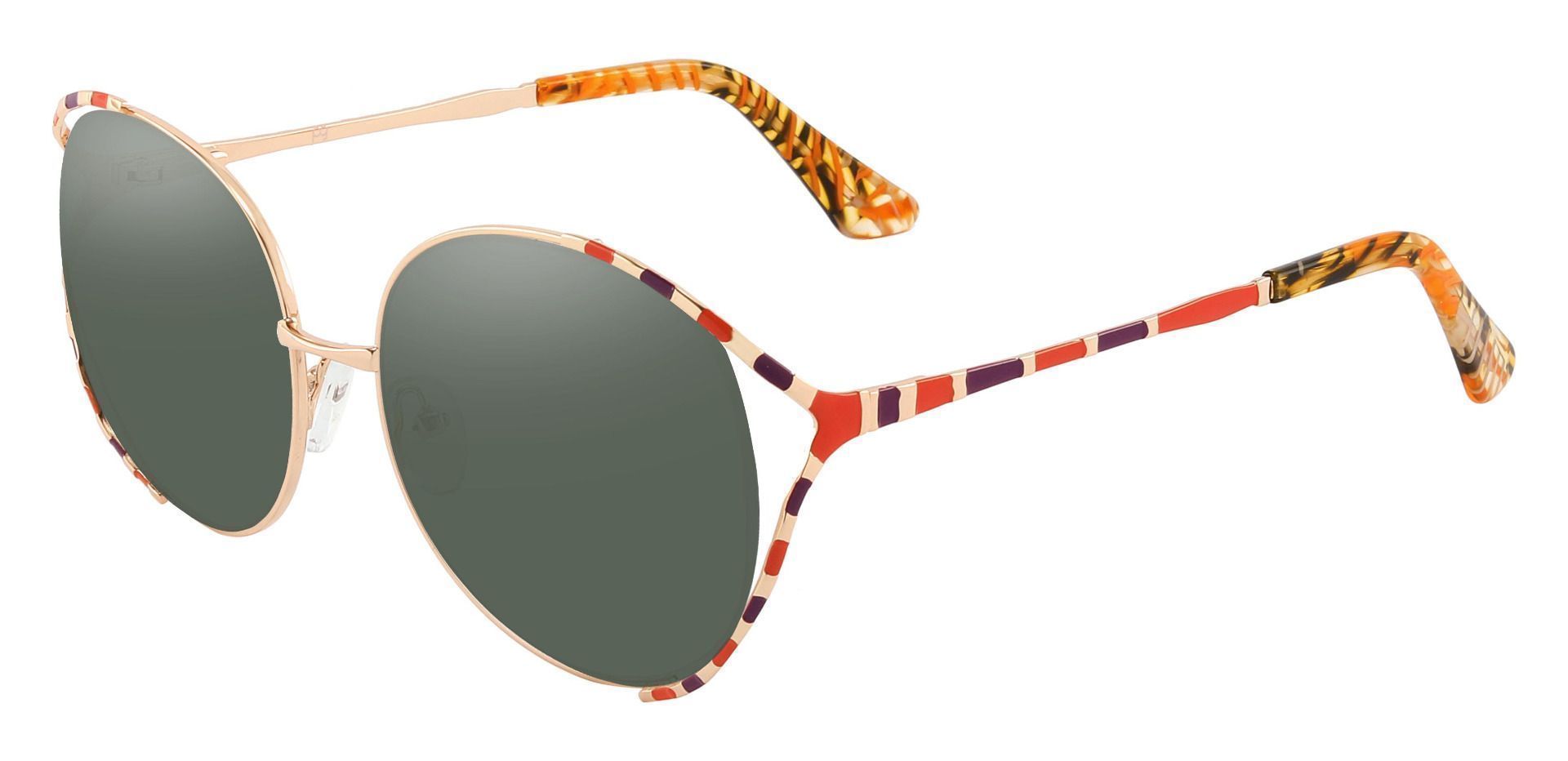 Dorothy Oval Prescription Sunglasses - Brown Frame With Green Lenses