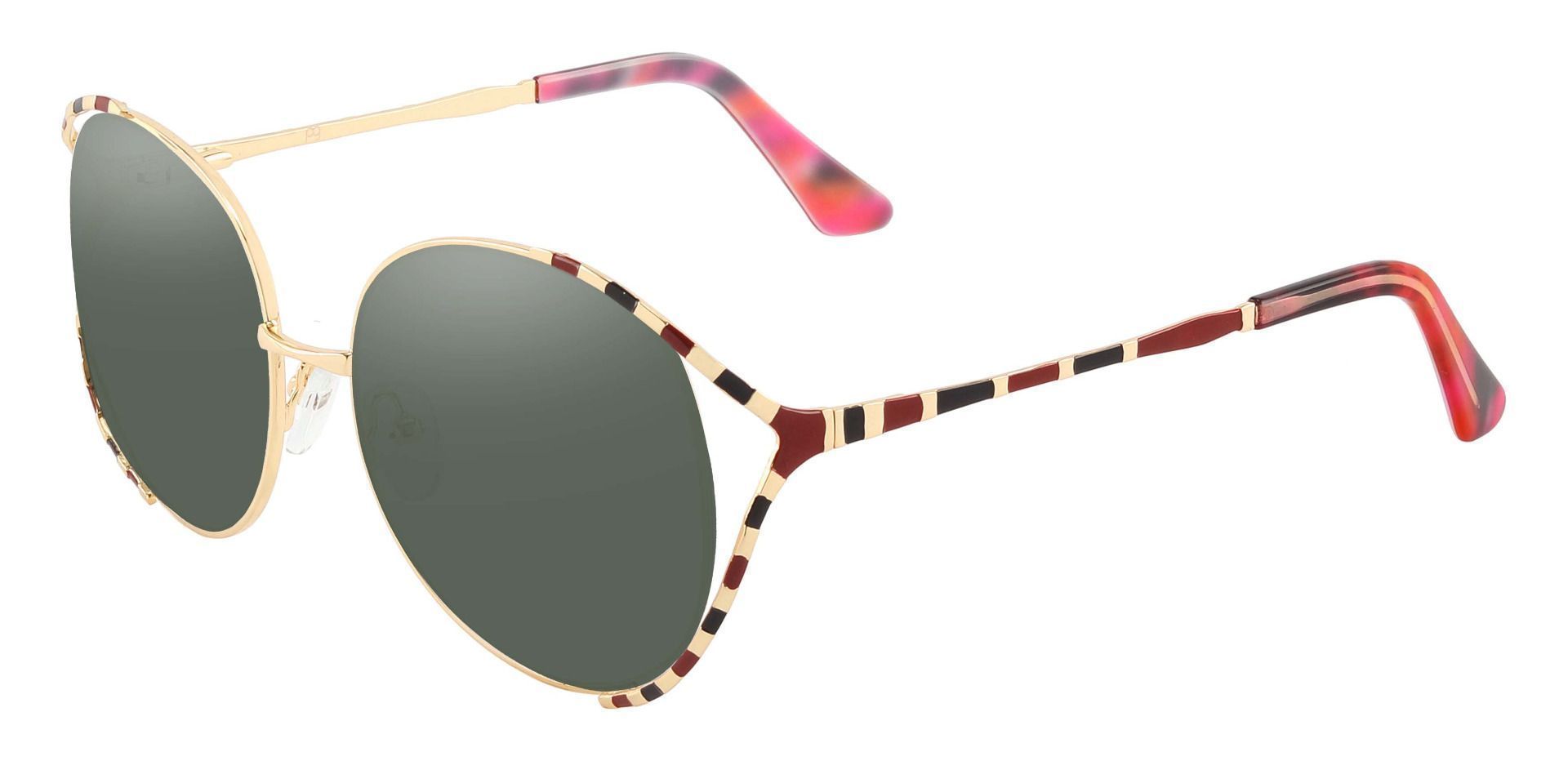 Dorothy Oval Progressive Sunglasses - Pink Frame With Green Lenses