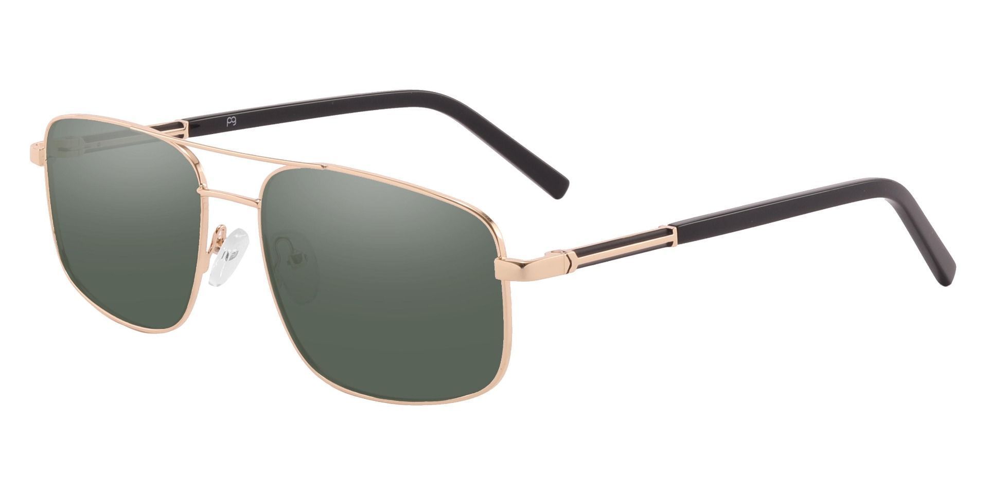 Davenport Aviator Non-Rx Sunglasses - Gold Frame With Green Lenses