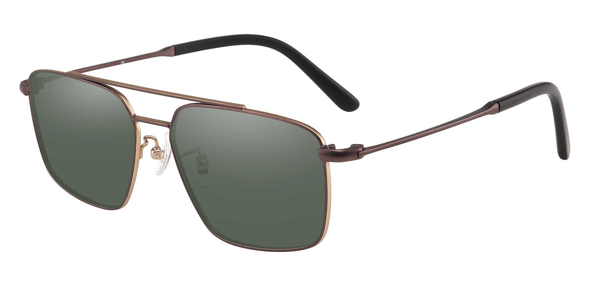 Barlow Aviator Lined Bifocal Sunglasses - Brown Frame With Green Lenses