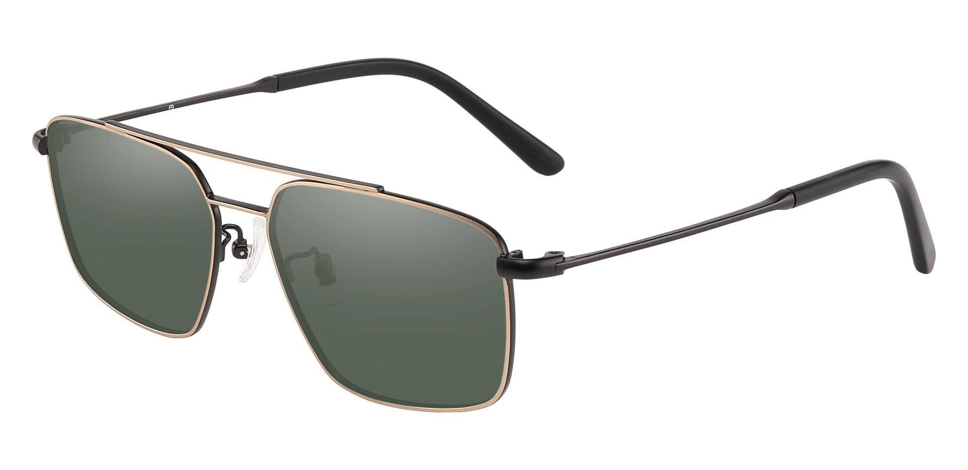 Barlow Aviator Lined Bifocal Sunglasses - Gold Frame With Green Lenses