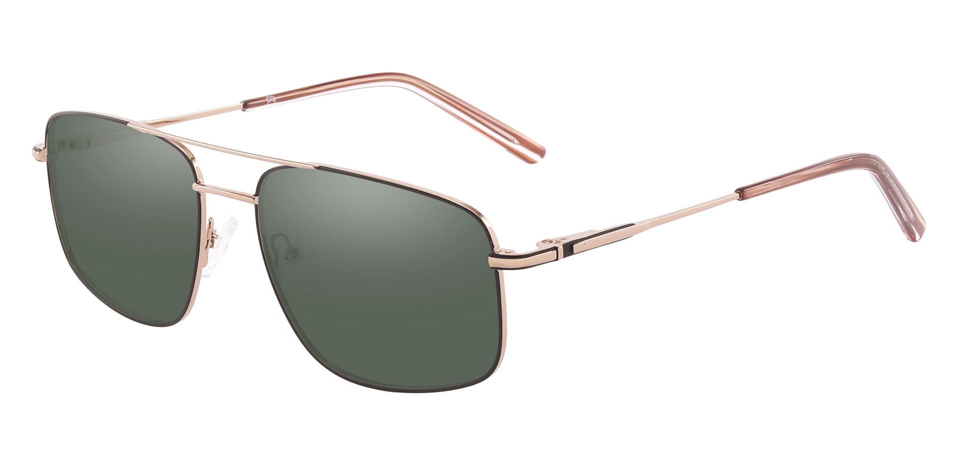 Turner Aviator Non-Rx Sunglasses - Gold Frame With Green Lenses