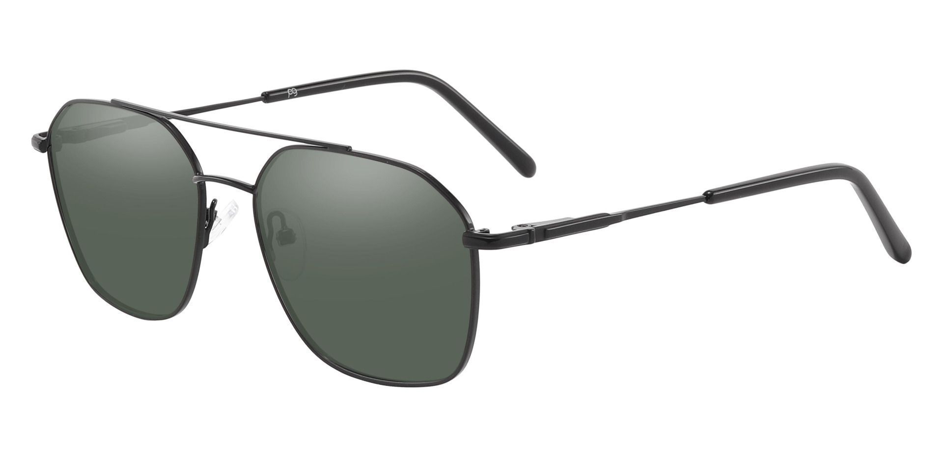Harvey Aviator Reading Sunglasses - Black Frame With Green Lenses