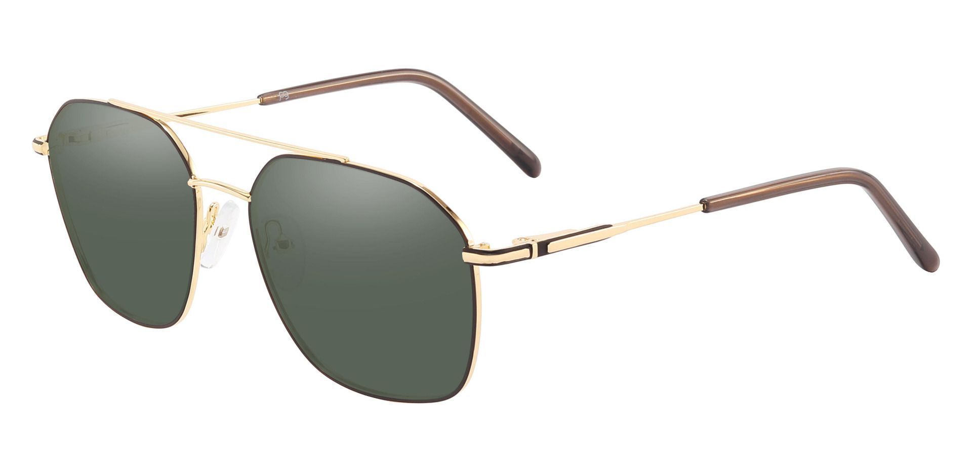 Harvey Aviator Reading Sunglasses - Gold Frame With Green Lenses