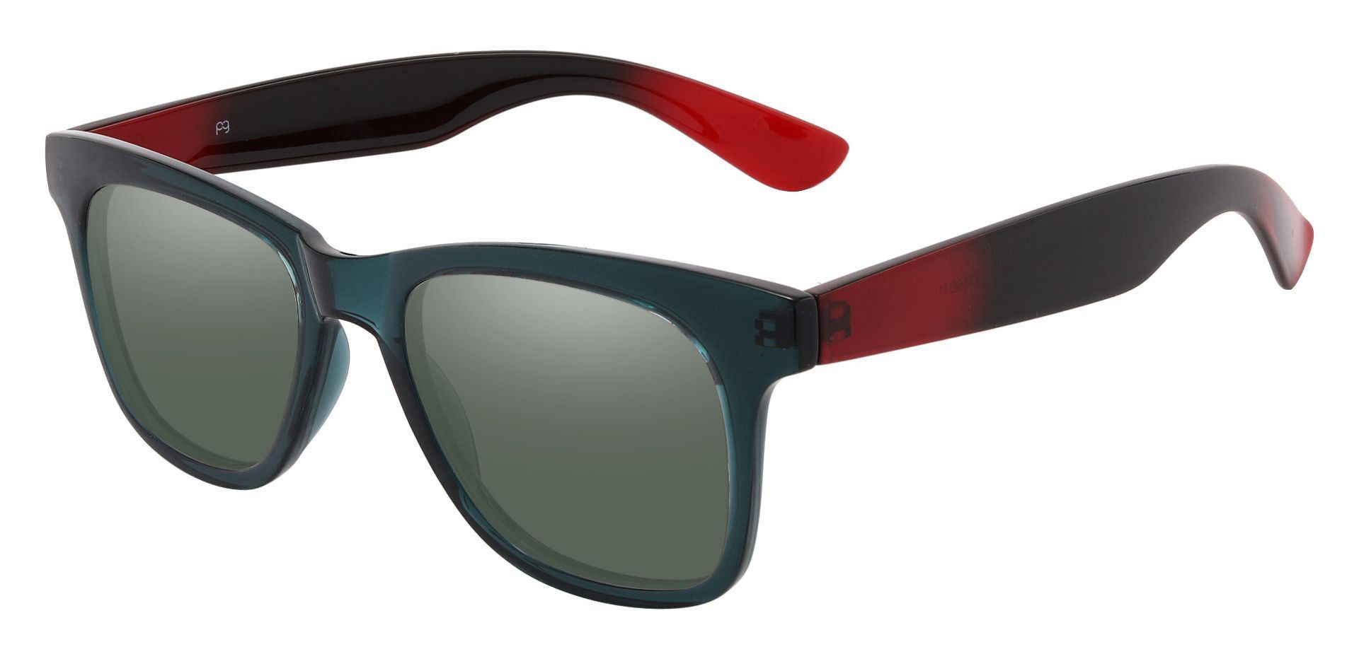 Hurley Square Prescription Sunglasses - Green Frame With Green Lenses