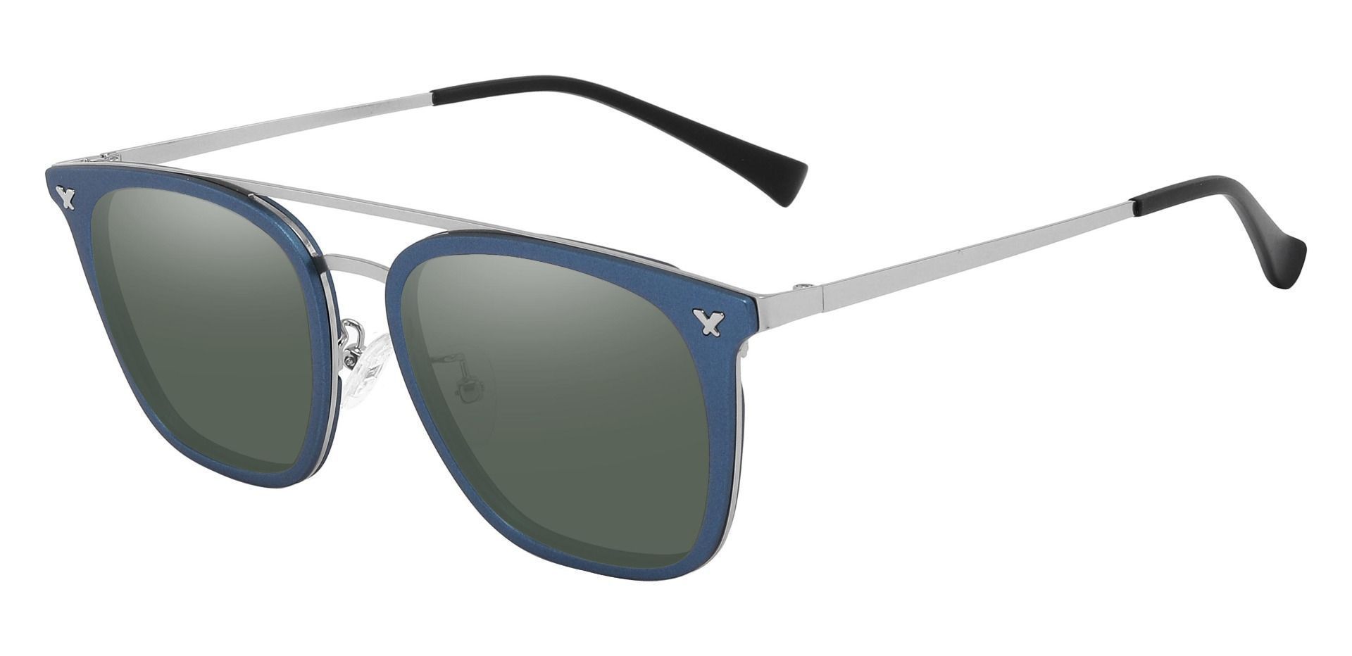 Francois Aviator Prescription Sunglasses - Blue Frame With Green Lenses