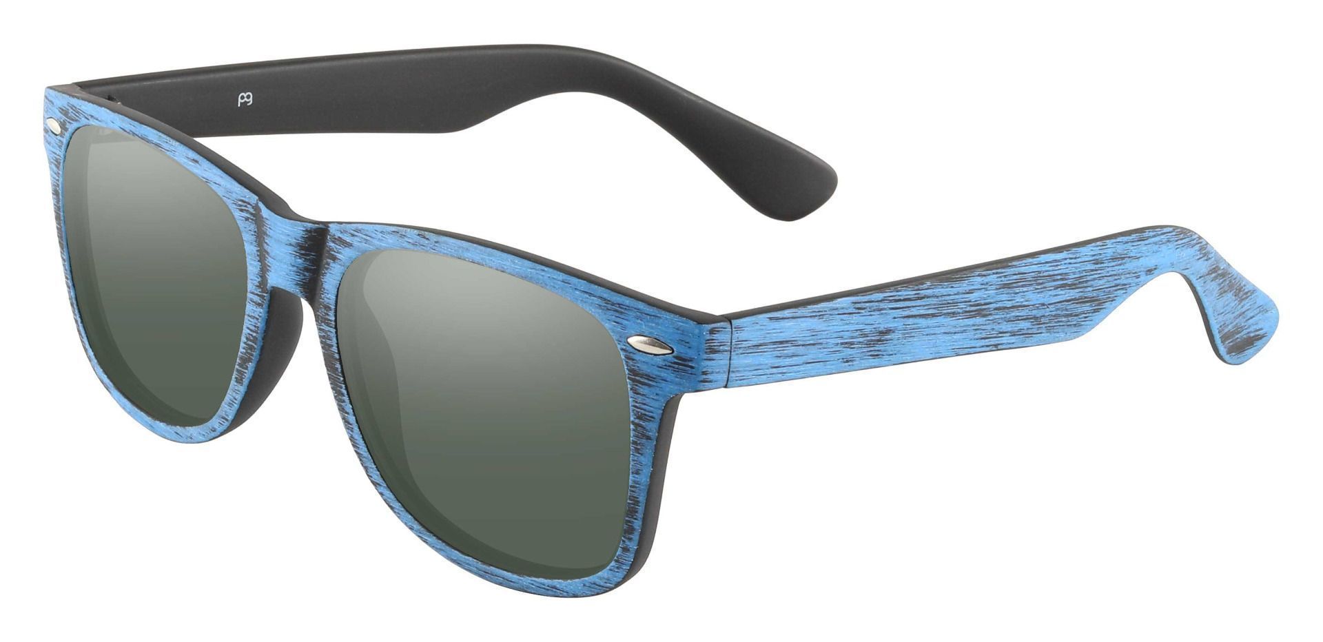 Paterson Square Prescription Sunglasses - Blue Frame With Green Lenses