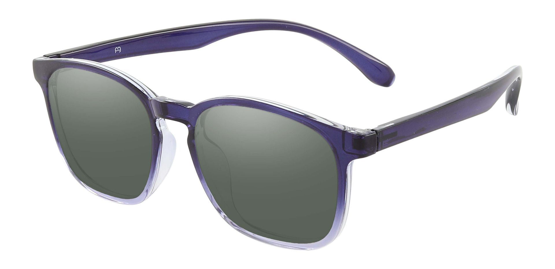 Gateway Square Reading Sunglasses - Blue Frame With Green Lenses