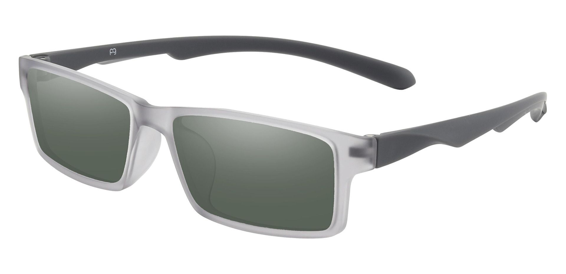 Walsh Rectangle Reading Sunglasses - Gray Frame With Green Lenses