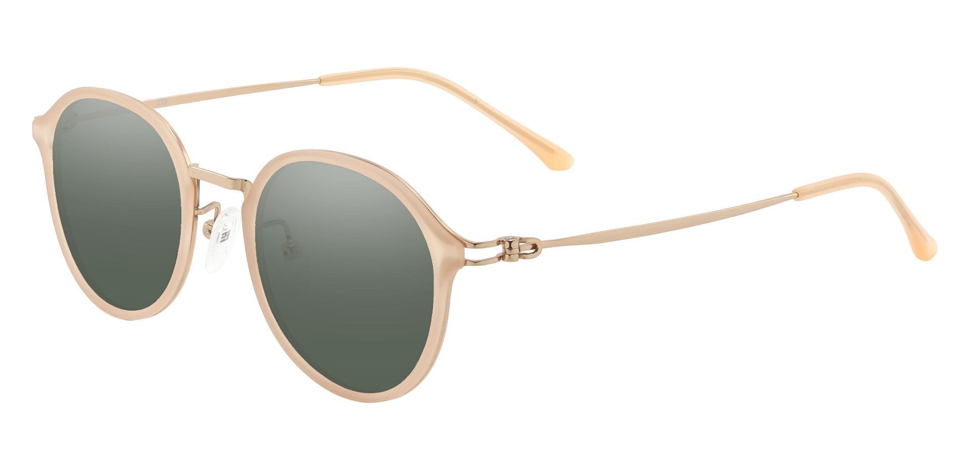 Billings Round Prescription Sunglasses - Brown Frame With Green Lenses