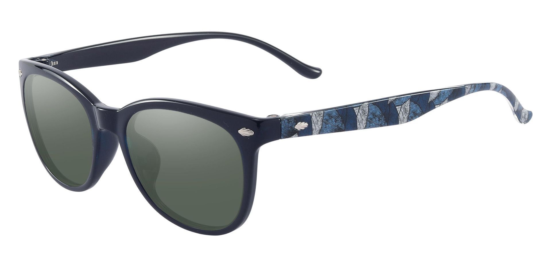 Pavilion Square Non-Rx Sunglasses - Blue Frame With Green Lenses