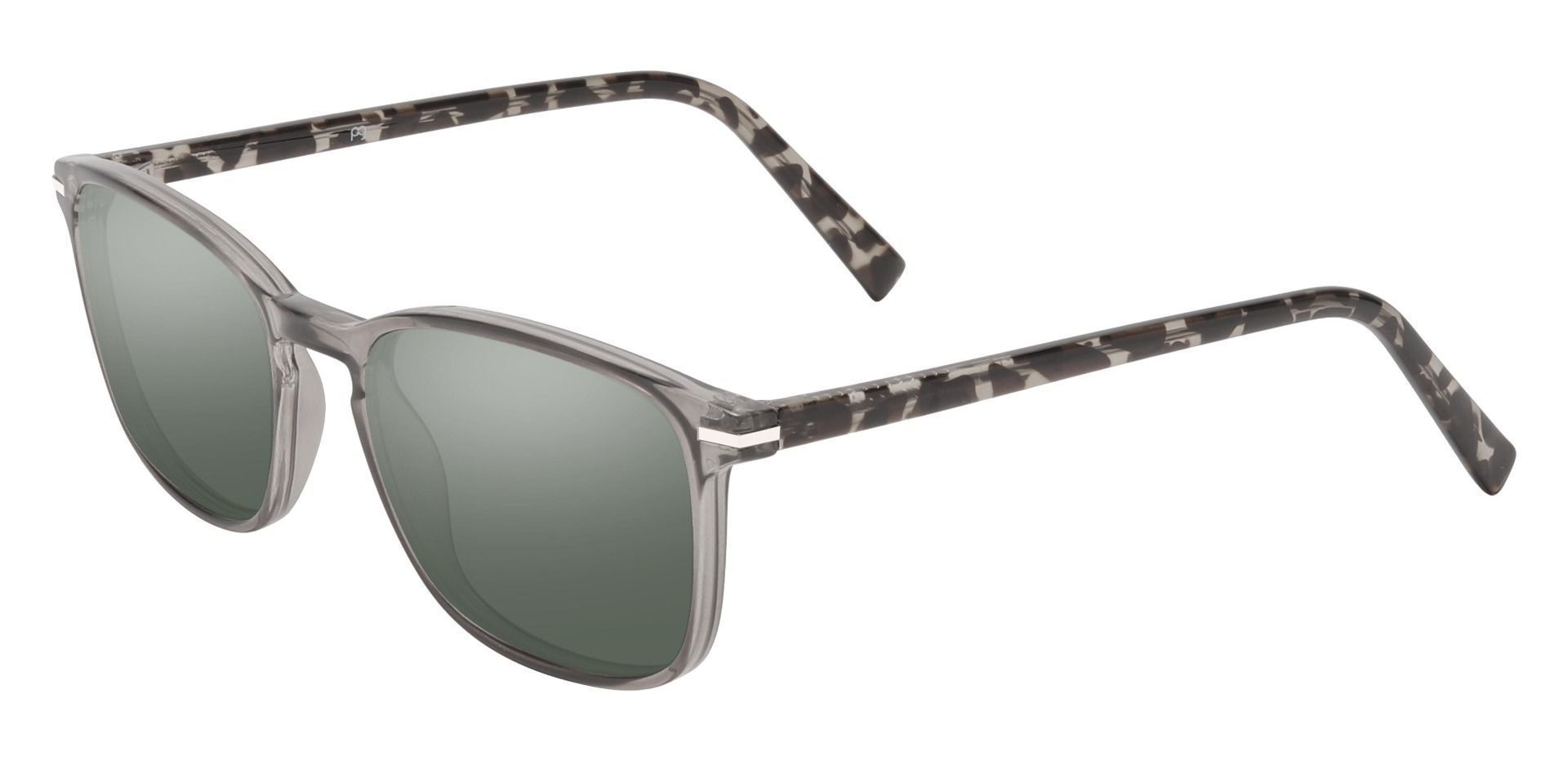 Dumont Rectangle Progressive Sunglasses - Gray Frame With Green Lenses