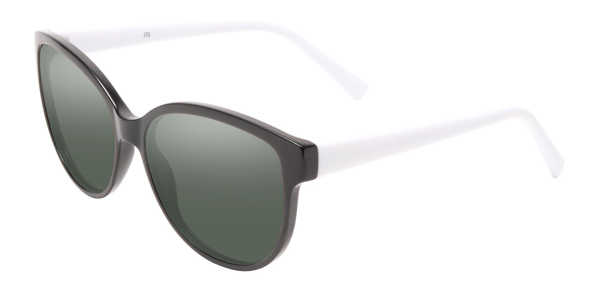 Rabia Oval Lined Bifocal Sunglasses - Black Frame With Green Lenses