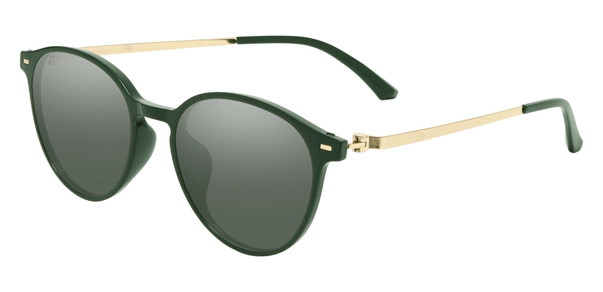 Springer Round Progressive Sunglasses - Green Frame With Green Lenses