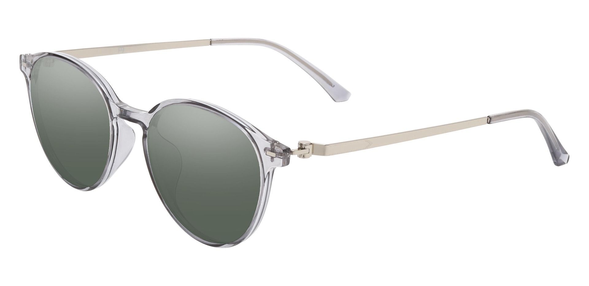 Springer Round Prescription Sunglasses - Gray Frame With Green Lenses