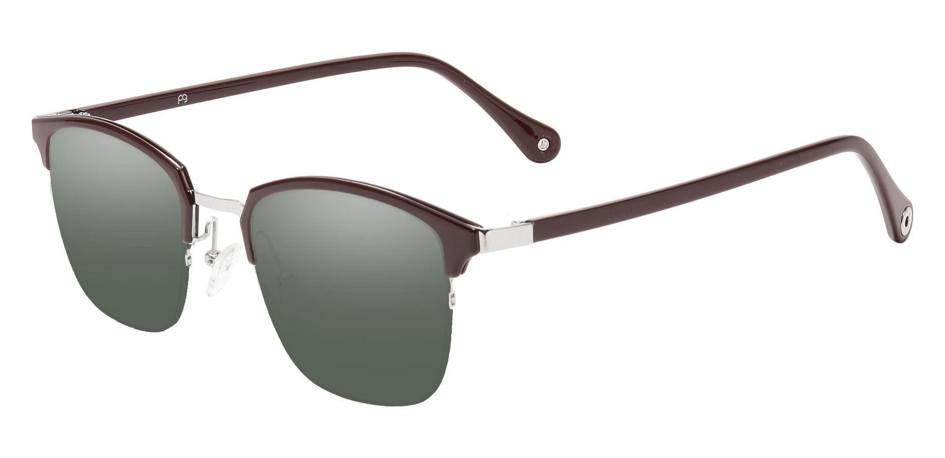 Atlantic Browline Reading Sunglasses - Brown Frame With Green Lenses