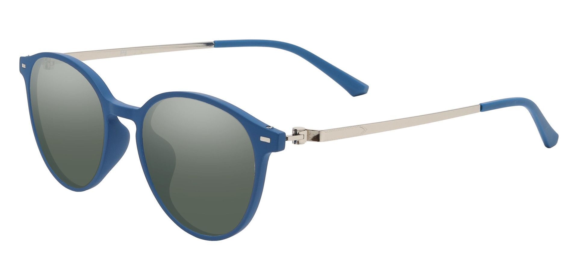 Springer Round Progressive Sunglasses - Blue Frame With Green Lenses