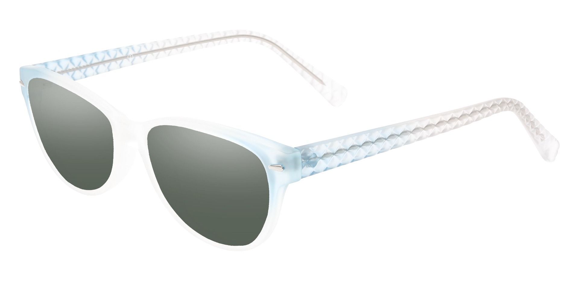 Olive Cat Eye Non-Rx Sunglasses - Blue Frame With Green Lenses