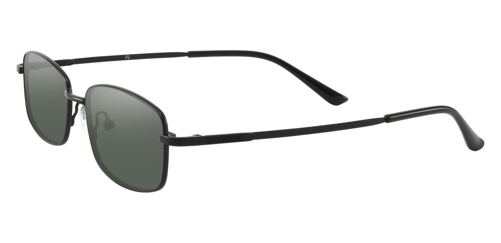 Hellman Rectangle Prescription Sunglasses - Black Frame With Green Lenses