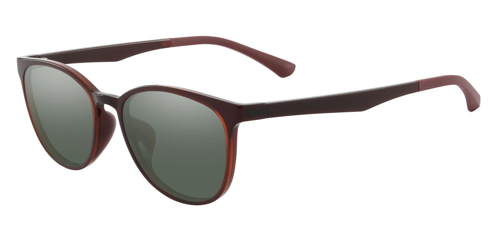 Pembroke Oval Prescription Sunglasses - Brown Frame With Green Lenses