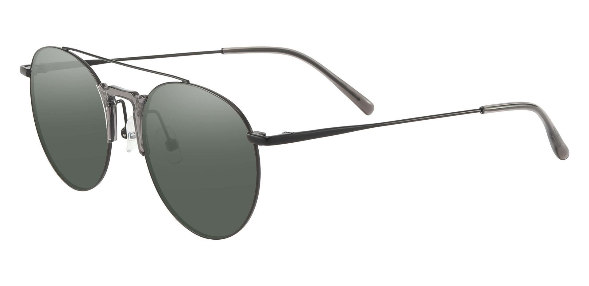 Ludden Aviator Progressive Sunglasses - Black Frame With Green Lenses