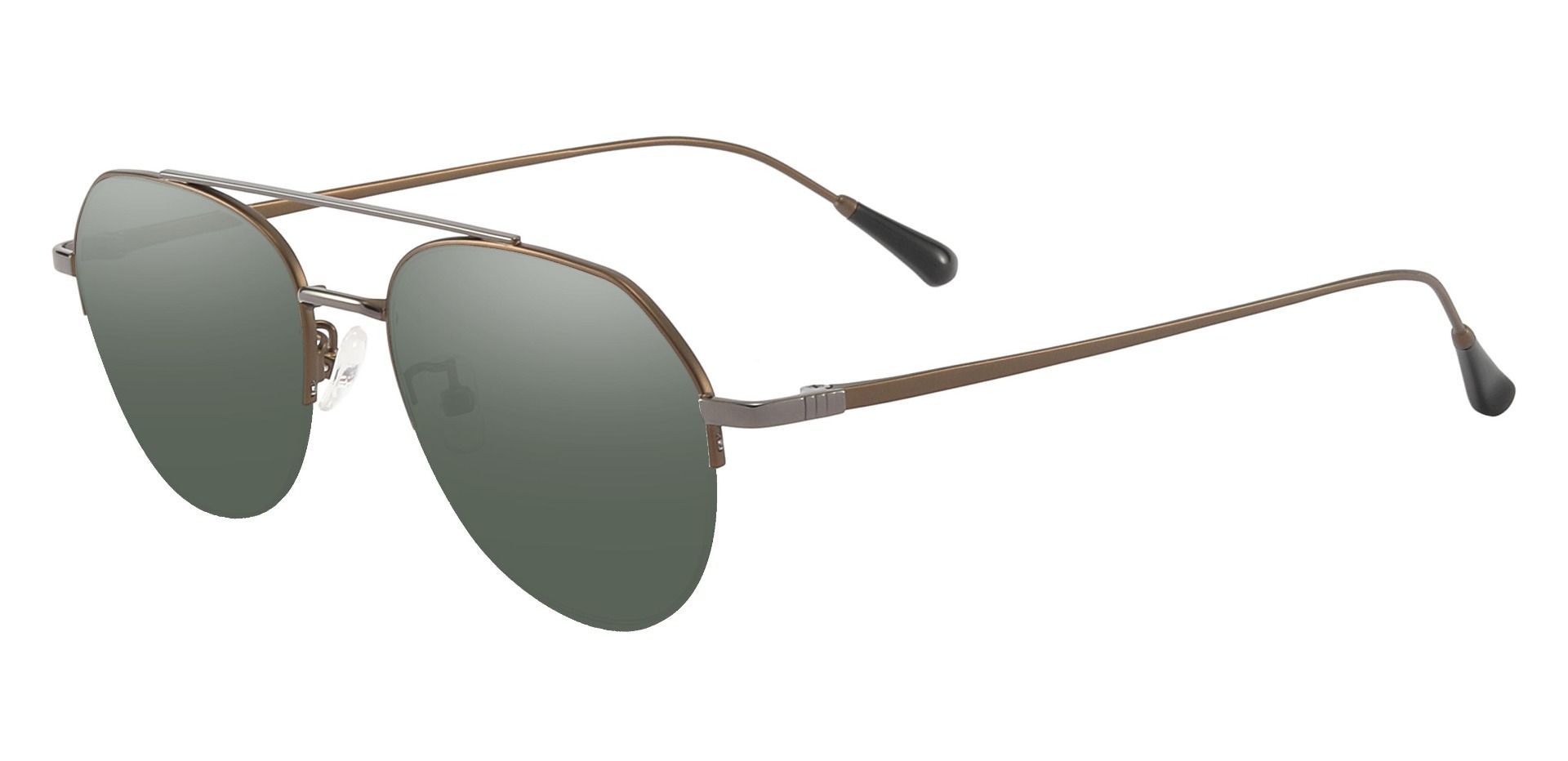 Waldorf Aviator Progressive Sunglasses - Brown Frame With Green Lenses