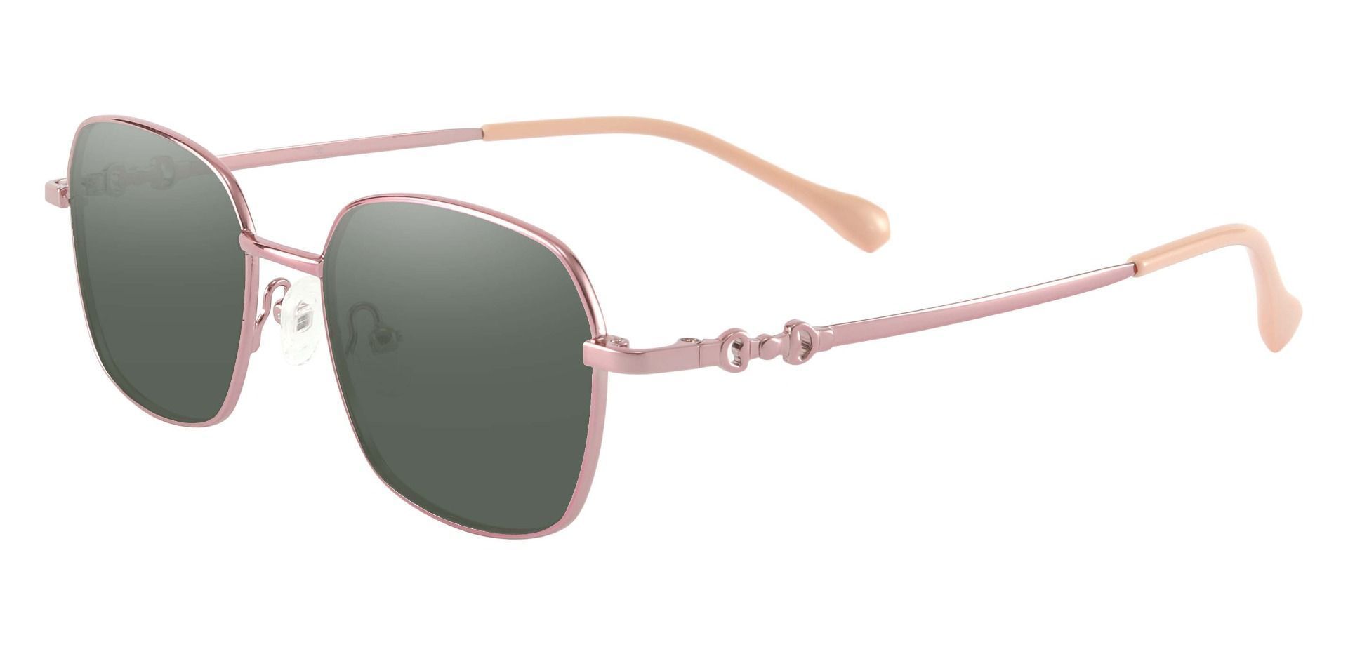 Averill Geometric Non-Rx Sunglasses - Rose Gold Frame With Green Lenses