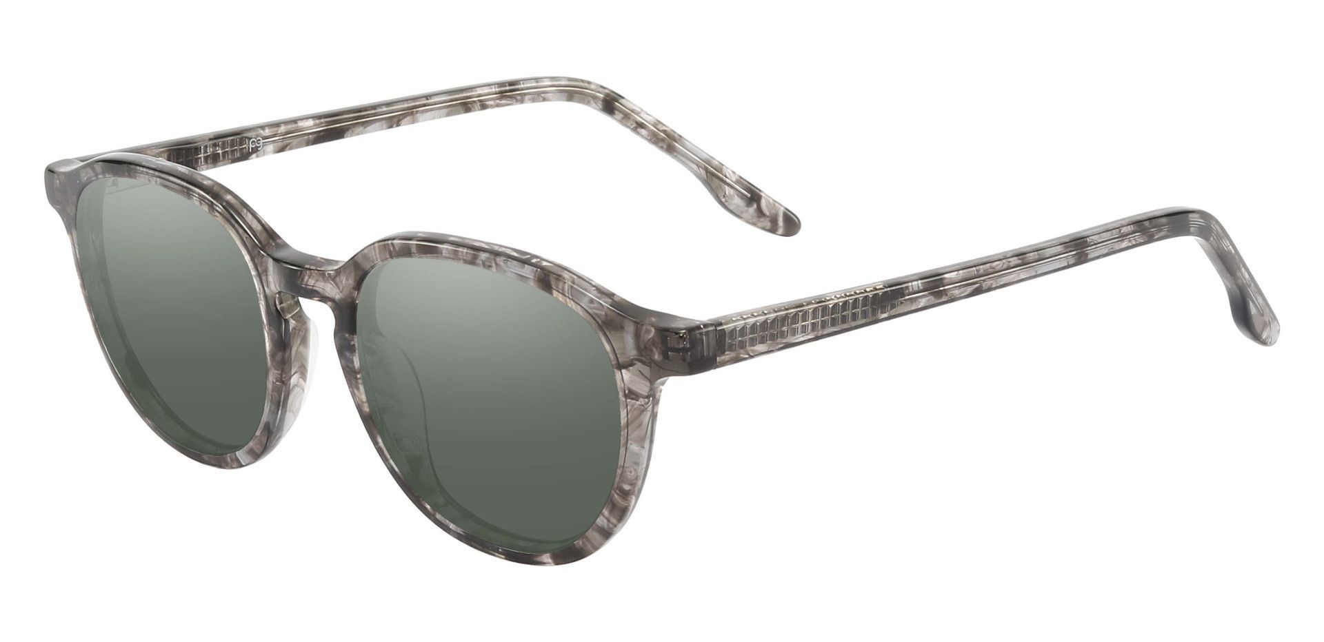 Ashley Oval Reading Sunglasses - Gray Frame With Green Lenses