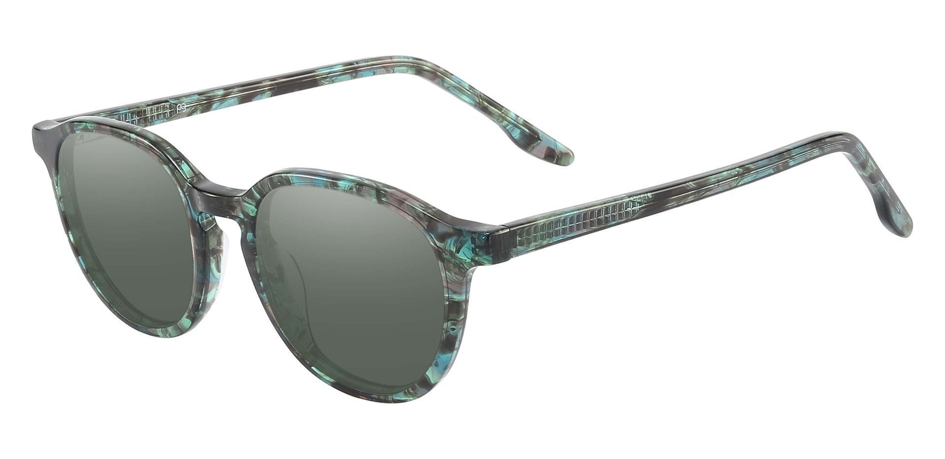 Ashley Oval Progressive Sunglasses - Green Frame With Green Lenses