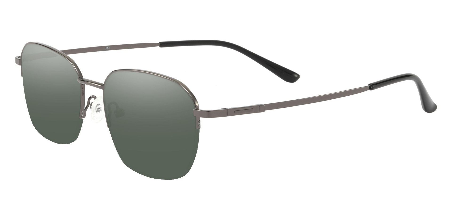 Wilton Geometric Progressive Sunglasses - Gray Frame With Green Lenses