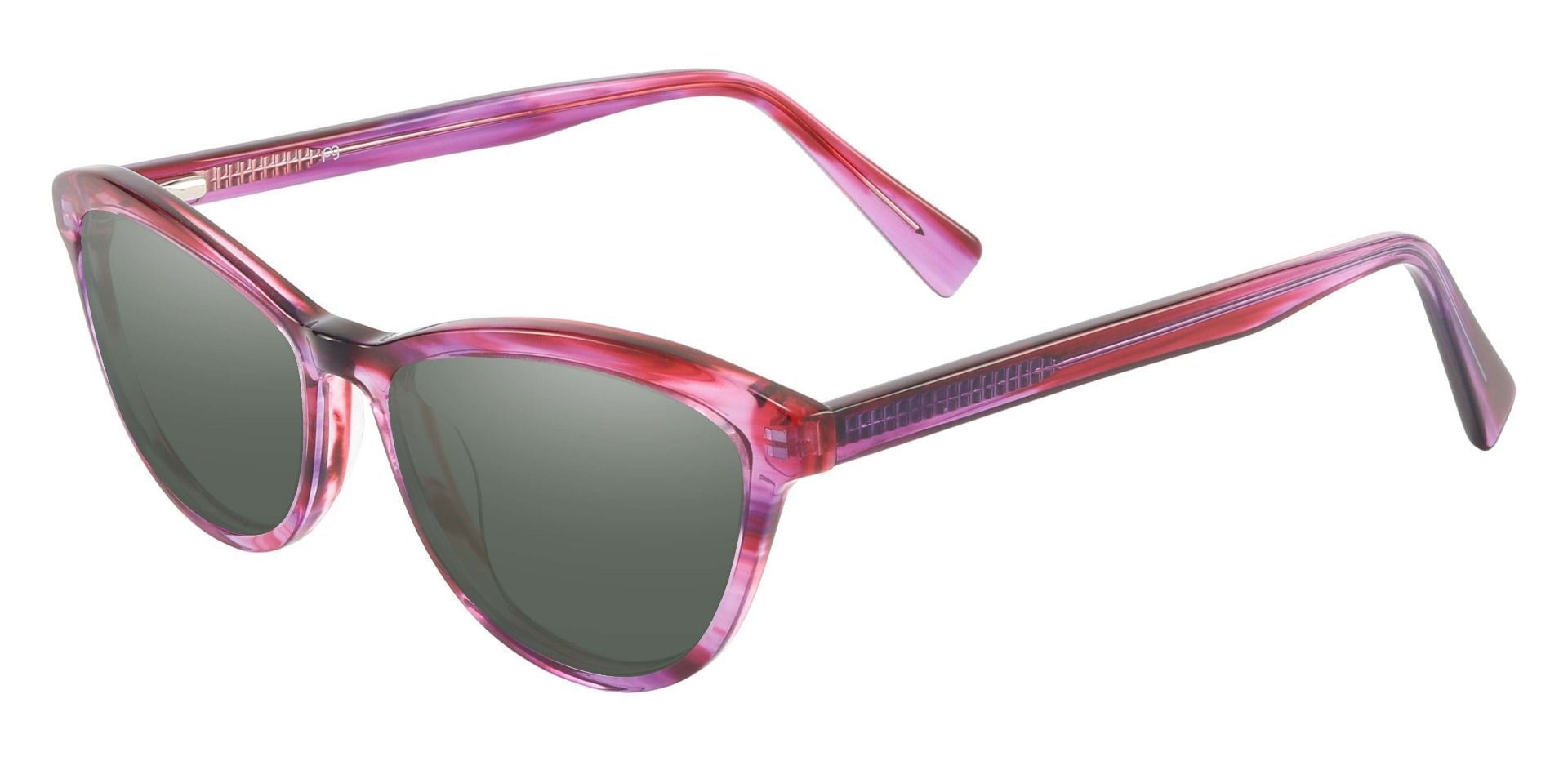 Bexley Cat Eye Progressive Sunglasses - Purple Frame With Green Lenses