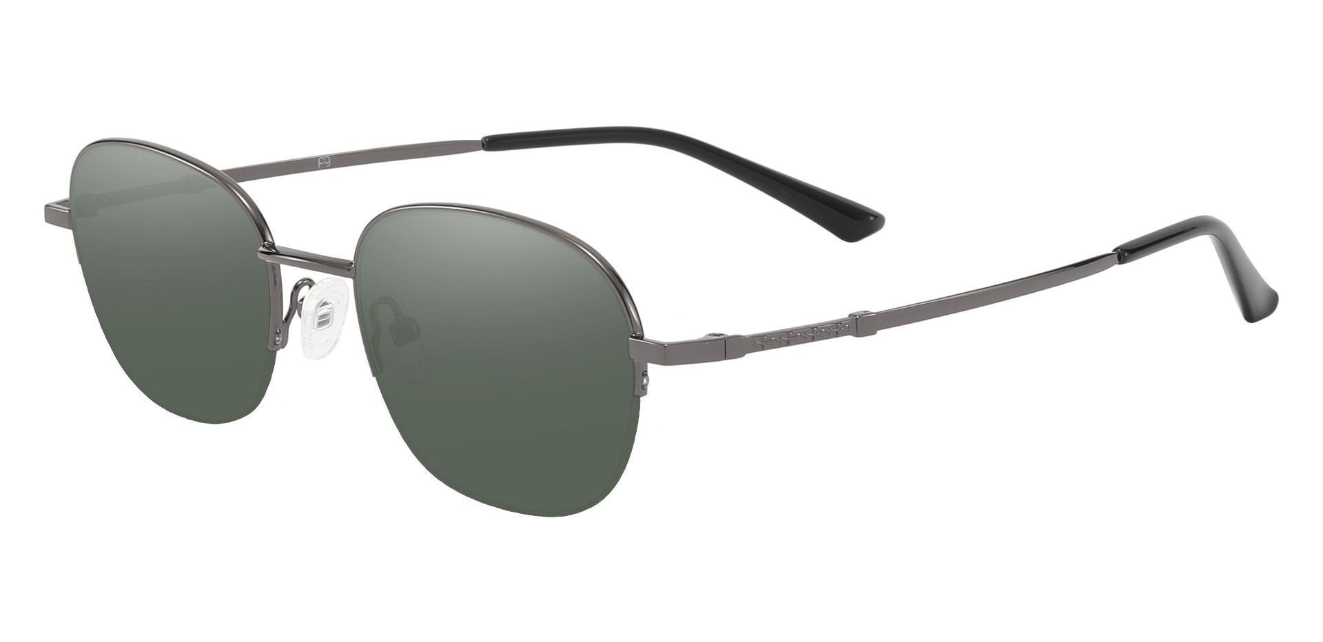 Rochester Oval Non-Rx Sunglasses - Gray Frame With Green Lenses