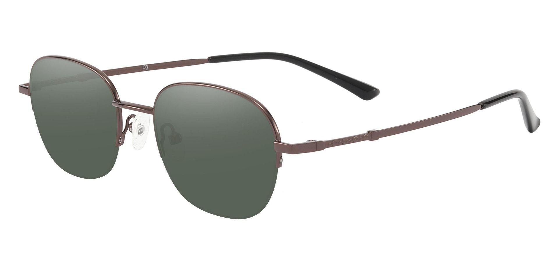 Rochester Oval Progressive Sunglasses - Brown Frame With Green Lenses