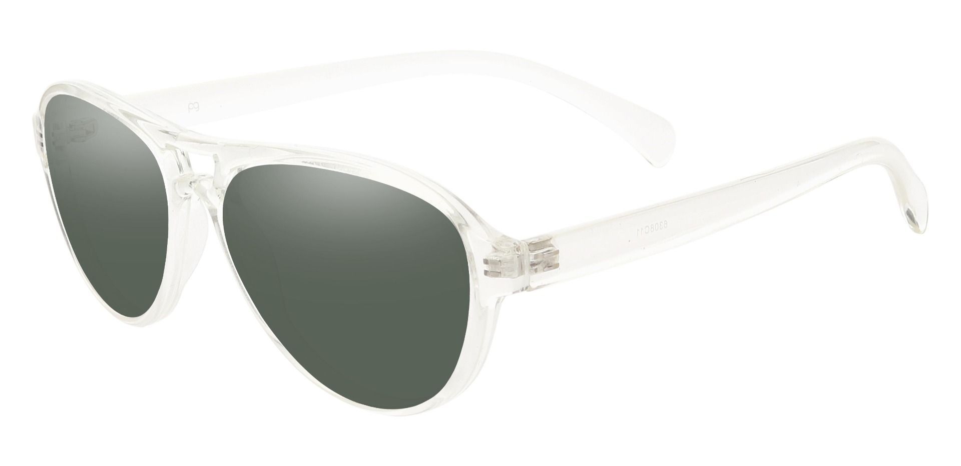 Cinema Aviator Reading Sunglasses - Clear Frame With Green Lenses