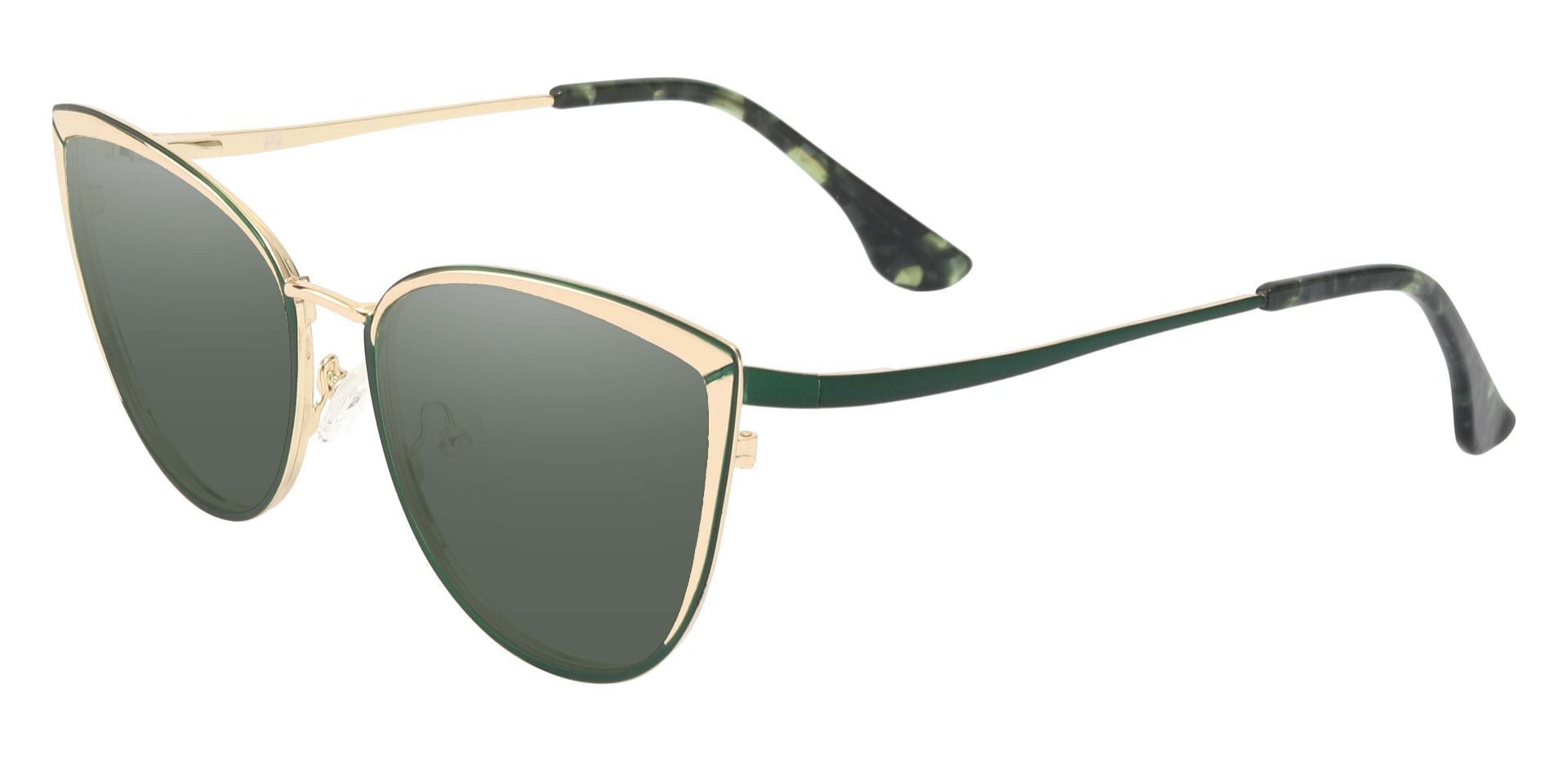 Alyssa Cat Eye Progressive Sunglasses - Green Frame With Green Lenses