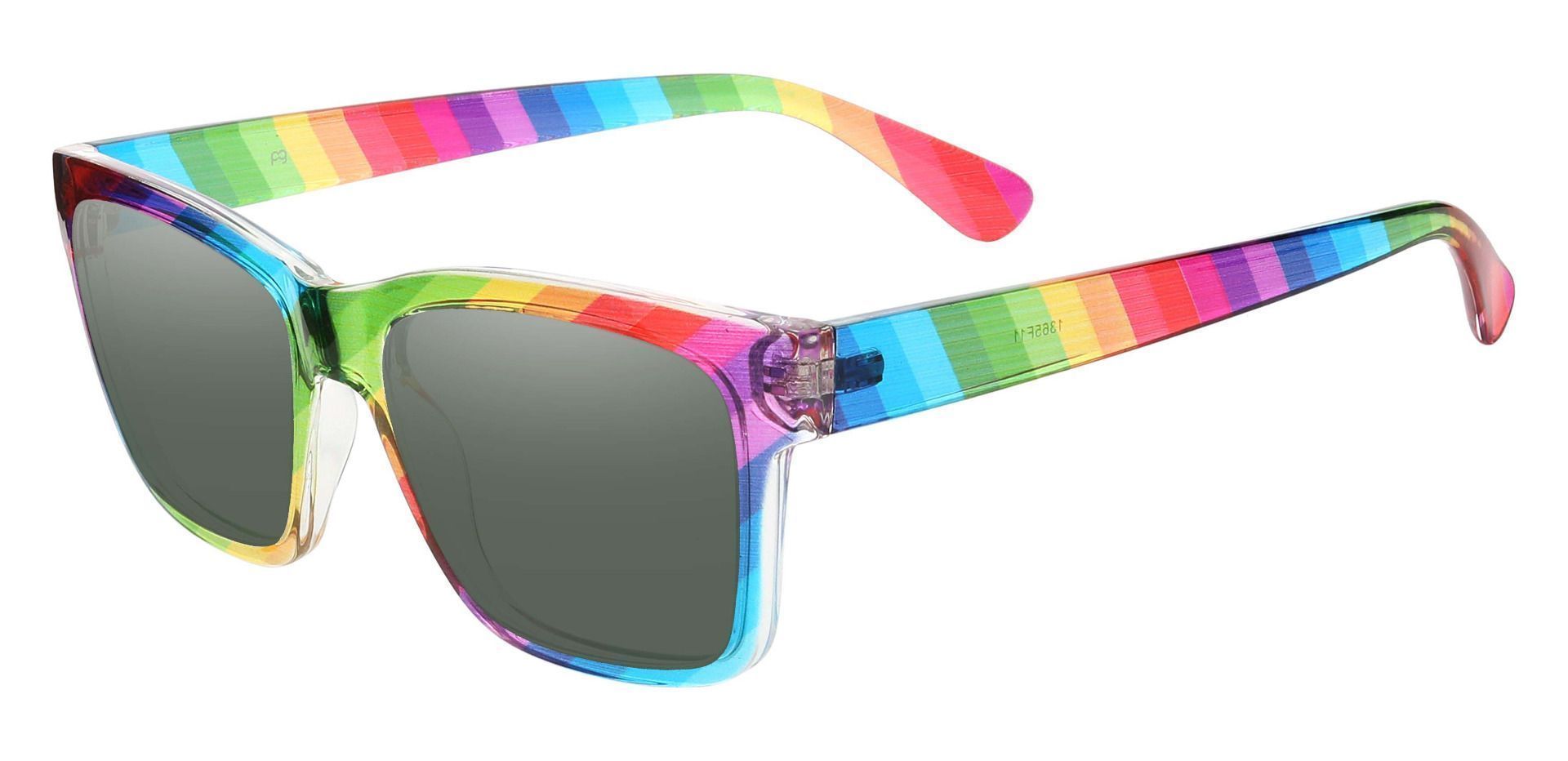 Hatton Square Prescription Sunglasses - Multi Color Frame With Green Lenses
