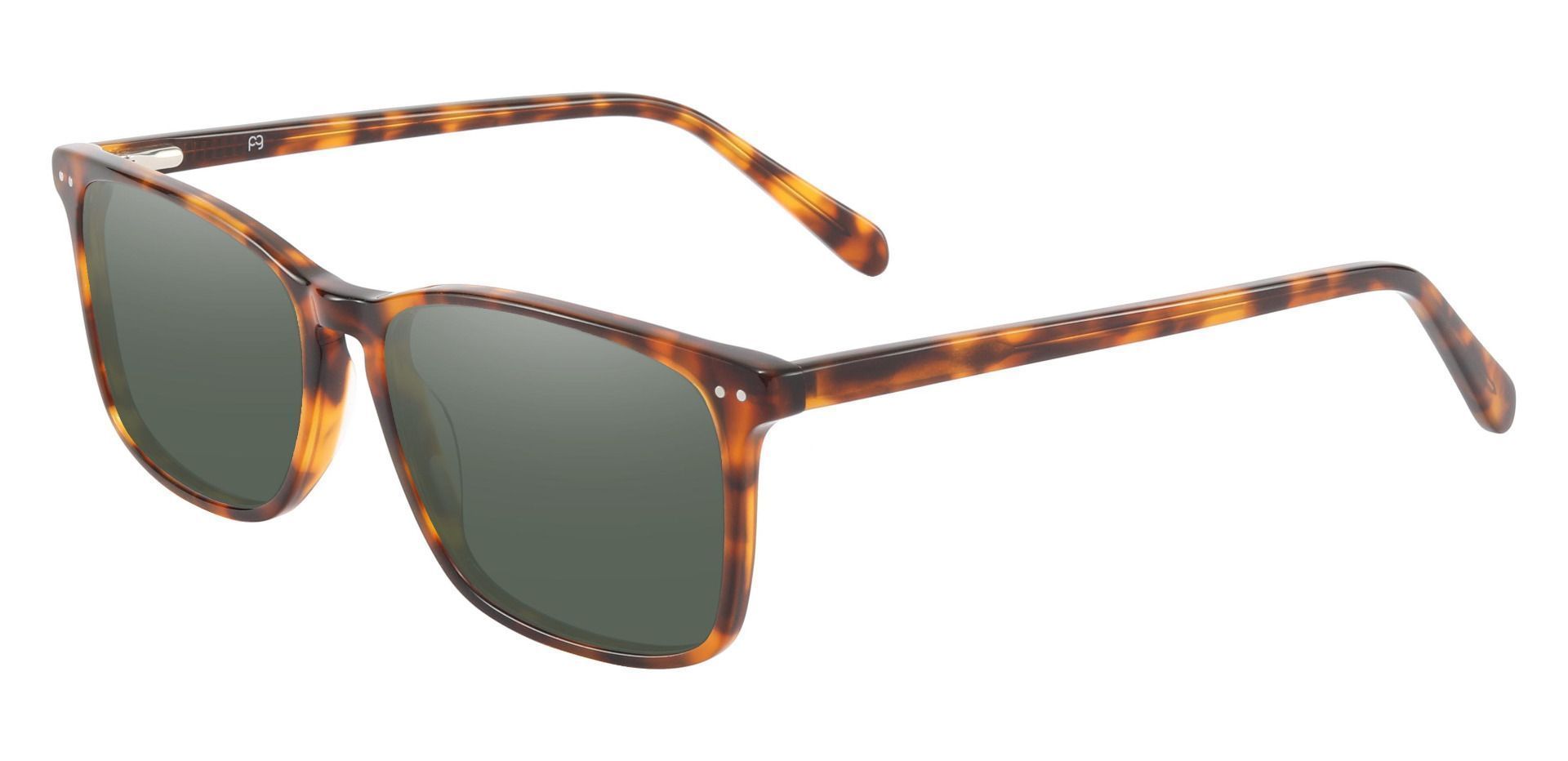 Finney Rectangle Lined Bifocal Sunglasses - Tortoise Frame With Green Lenses