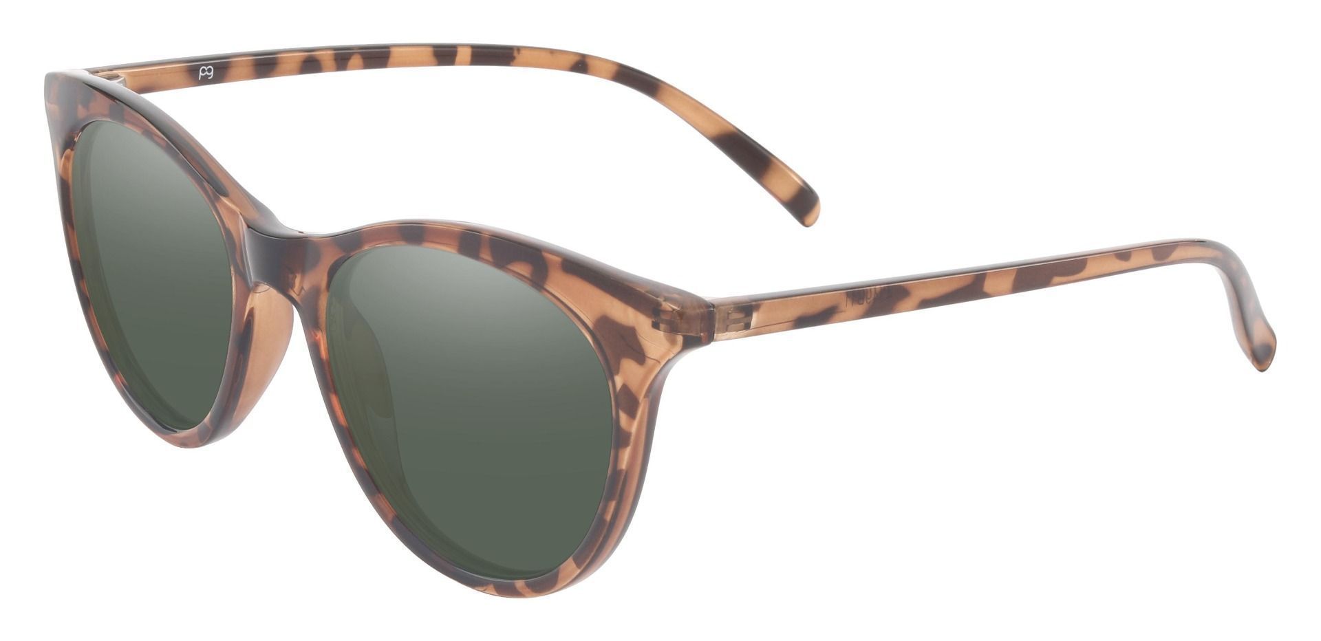 Valencia Cat Eye Prescription Sunglasses - Brown Frame With Green Lenses
