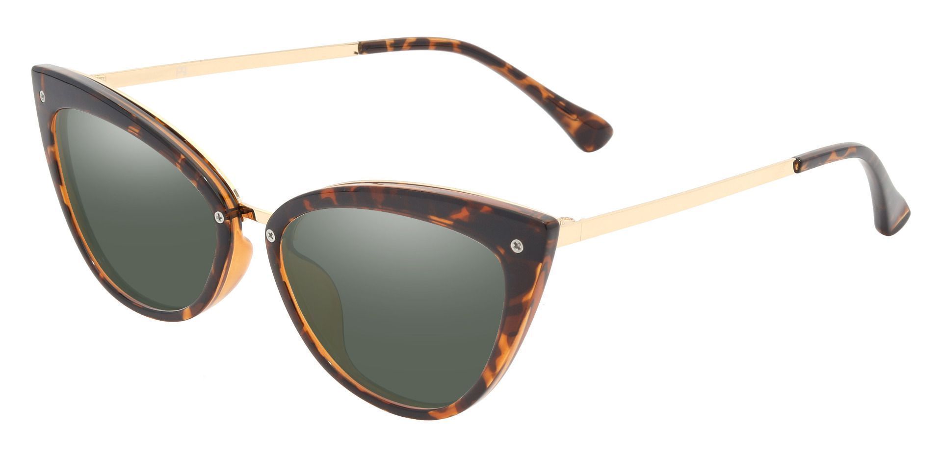 Glenda Cat Eye Prescription Sunglasses - Tortoise Frame With Green Lenses