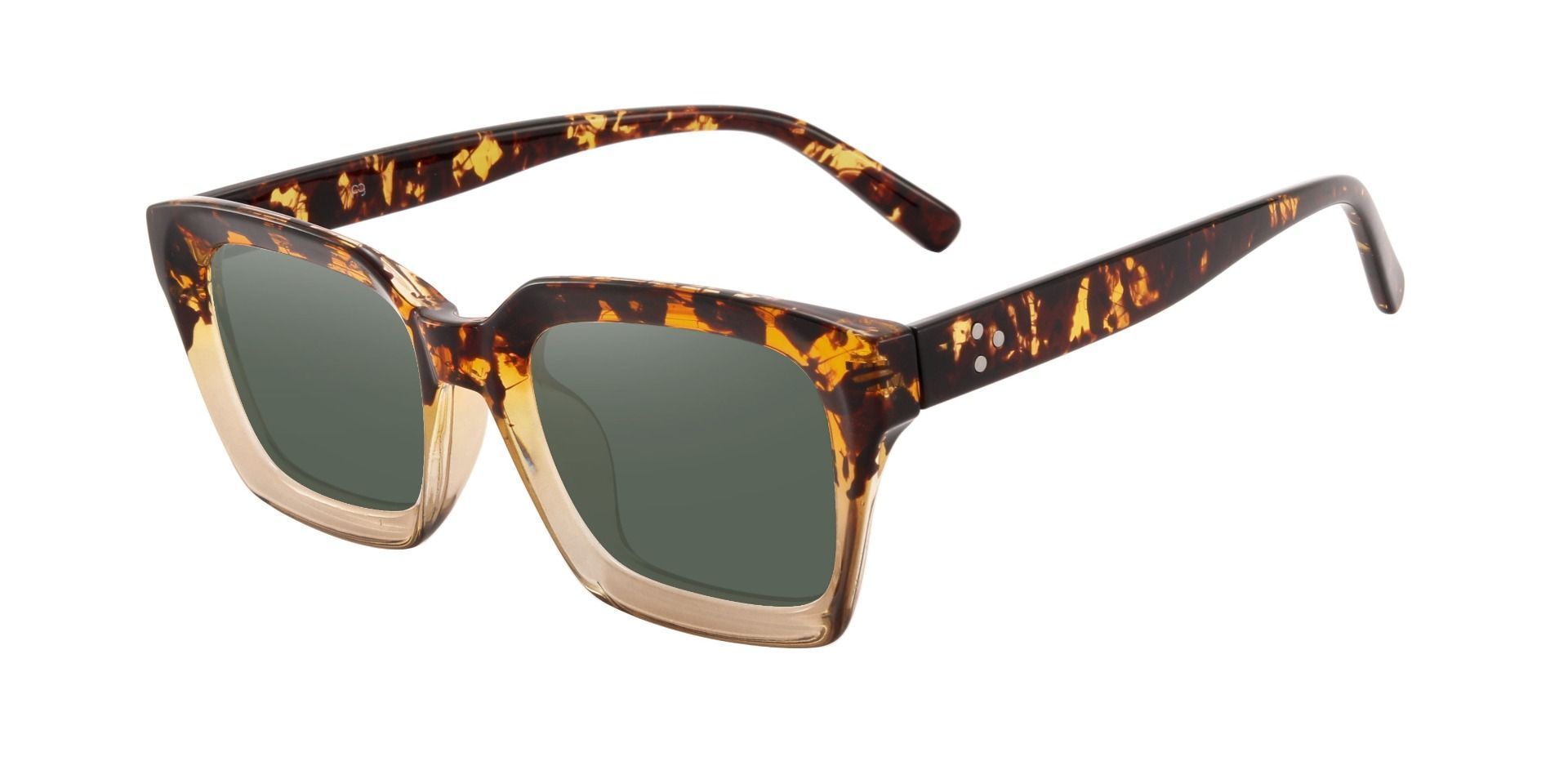 Unity Rectangle Progressive Sunglasses - Tortoise Frame With Green Lenses