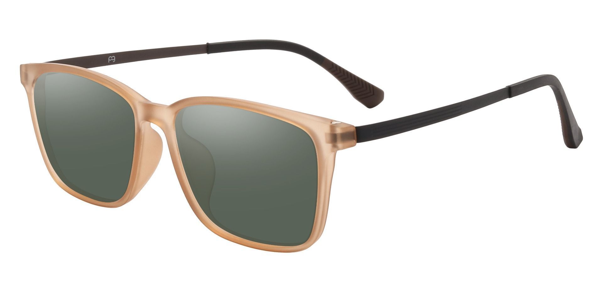 Hidalgo Rectangle Prescription Sunglasses - Brown Frame With Green Lenses