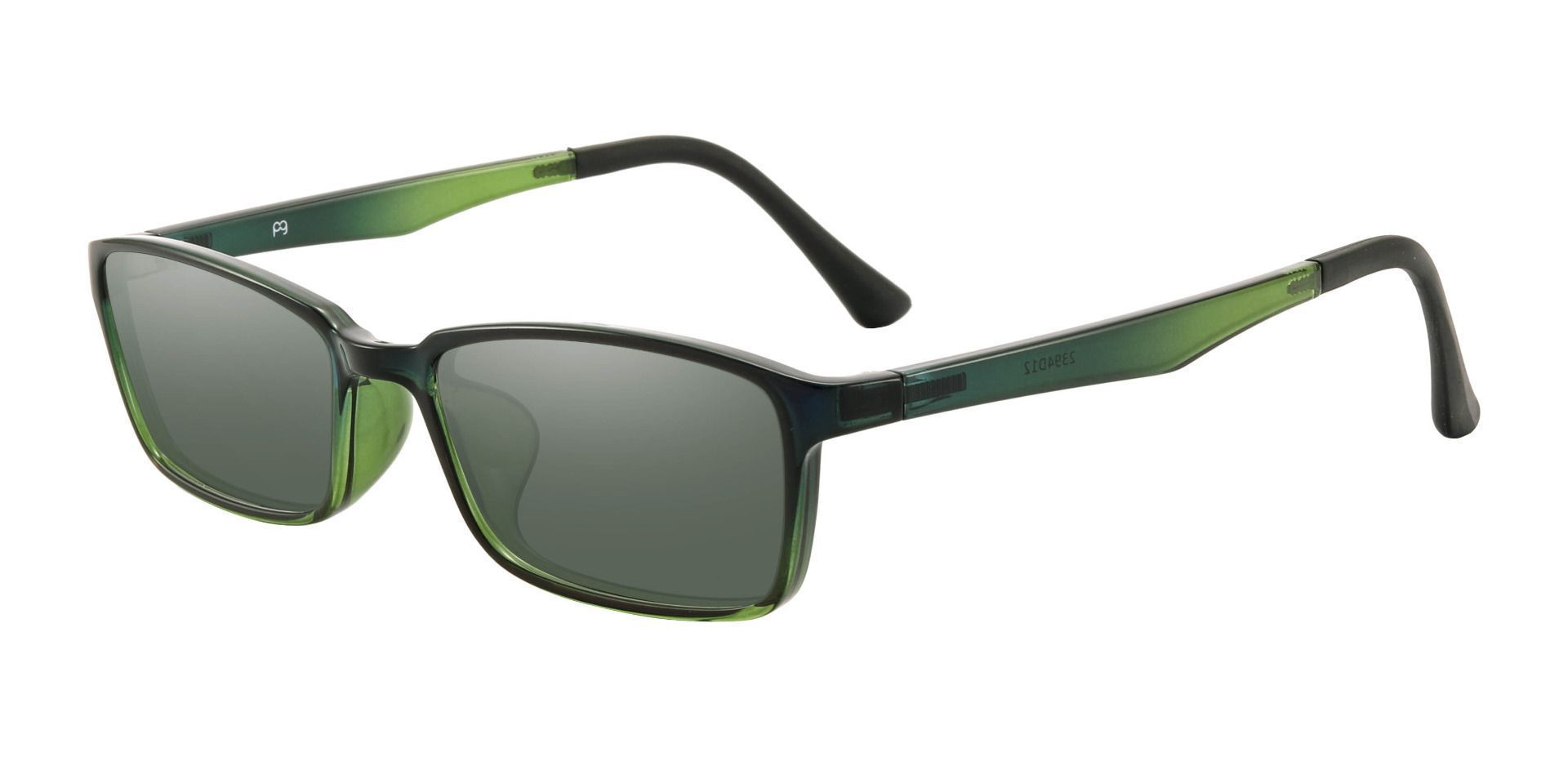 San Dimas Rectangle Prescription Sunglasses - Green Frame With Green Lenses